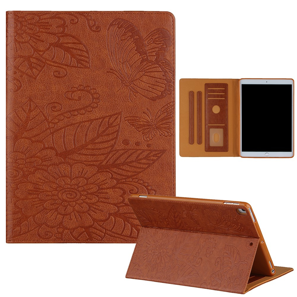iPad 9.7 (2018/2017) / iPad Pro 9.7 / iPad Air 2 / iPad Air Leder Tasche Flip Cover Blumen Mandala Imprint - Braun