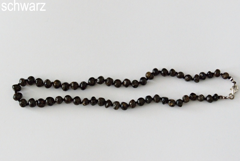 AMBERSTYLE Bernsteinkette schwarz<br>1 Stück, 32cm, mit Karabinerverschluss