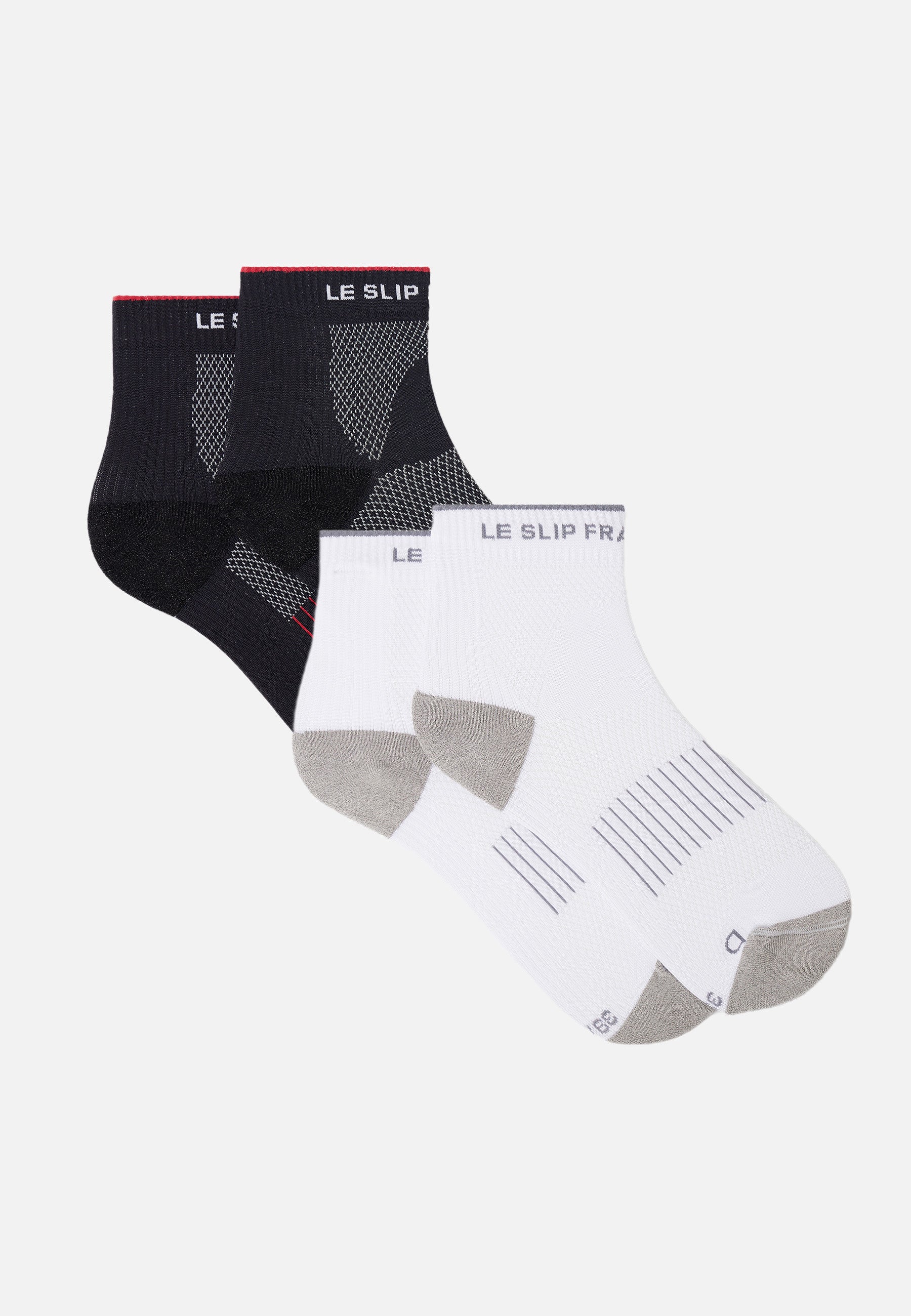Duo de chaussettes courtes en polyamide-Pack Chaussettes Gaetan Noir Blanc