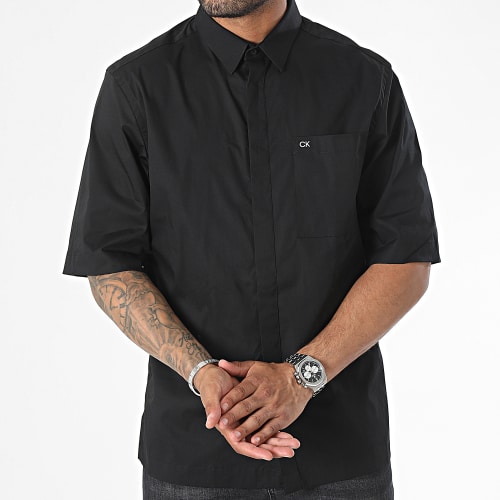 Chemise Manches Courtes Poplin Stretch Modern 1591 Noir