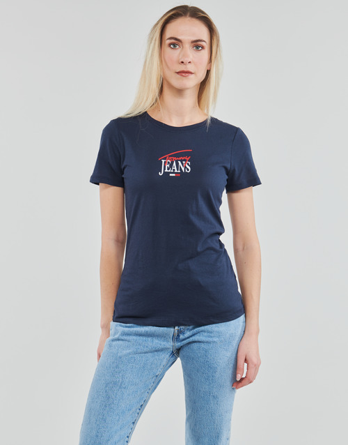 Tommy Jeans - TJW SKINNY ESSENTIAL LOGO 1 SS - Marine