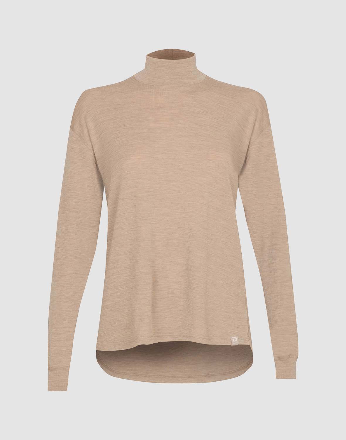Shirt met hoge kraag van merinowol voor dames