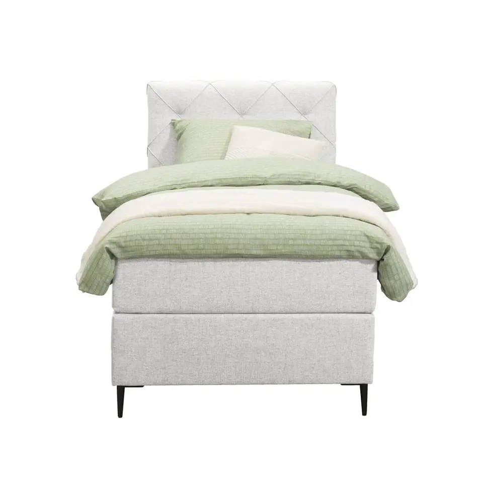 Boxspring Liv geruit - ecru - 90x200 cm - slanke poot