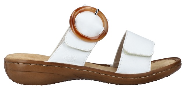 Rieker Pantolette  , Keilabsatz, Sommerschuh, Schlappen mit grosser Zierschnalle