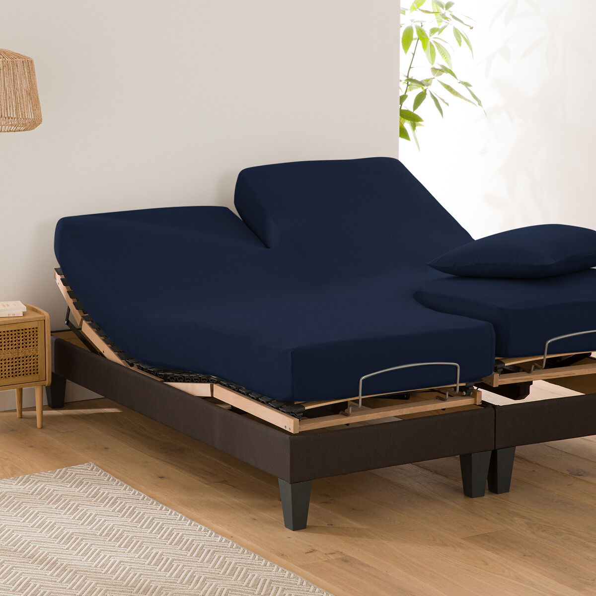LA REDOUTE INTERIEURS<br>Lençol de algodão liso com elástico, base de cama ajustável, Scenario