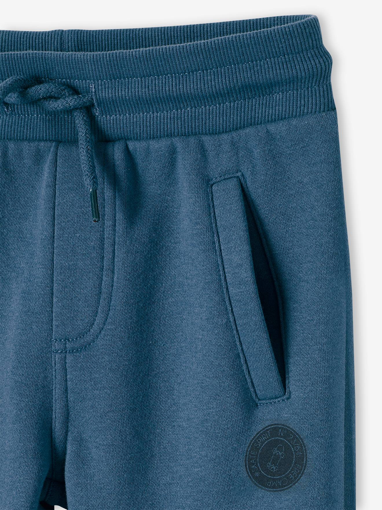 Calça de moletom estilo jogging, preta mesclada escura para menino