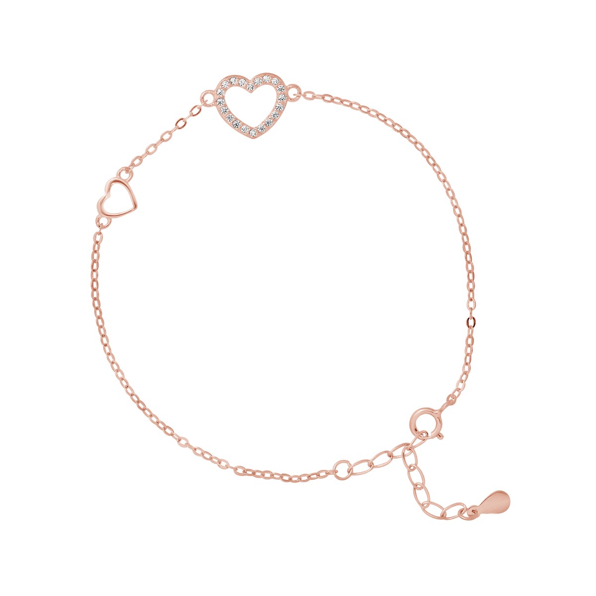 Bracelet COEUR - Oxyde de zirconium - Argent 925 plaqué or rose