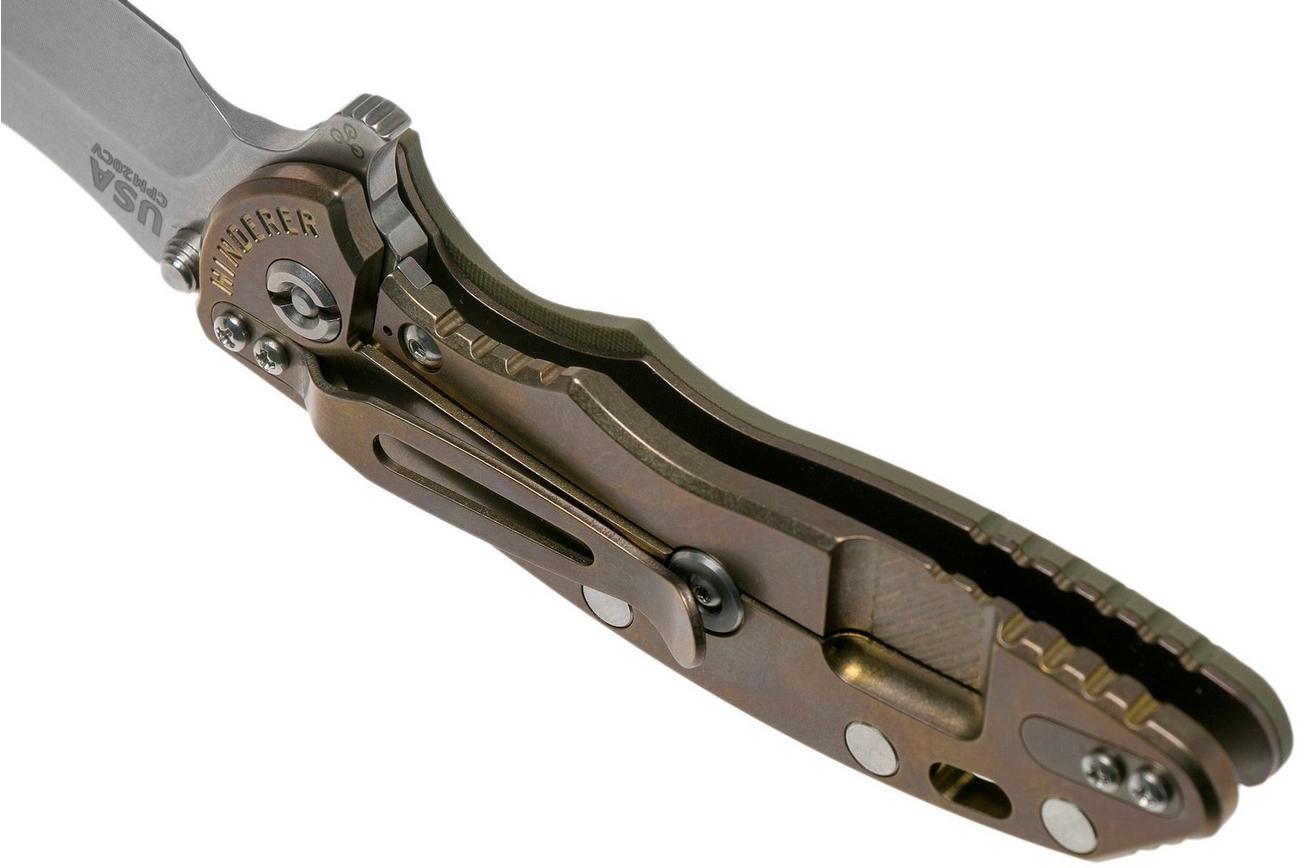 Rick Hinderer XM-18 3.5 Bowie 20CV Stonewash Bronze, OD Green G10 zakmes