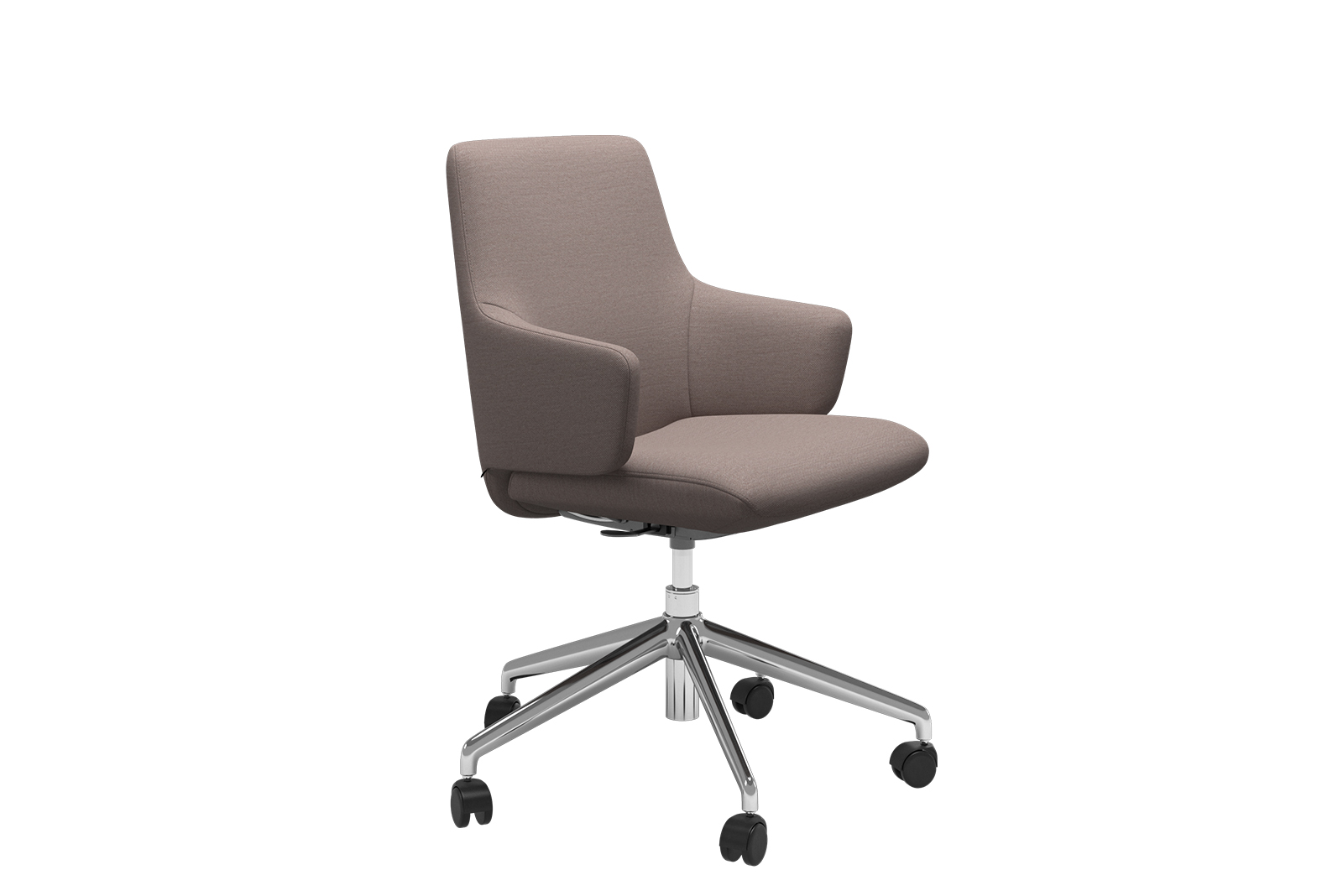 Stressless® Basil Lav spisestol m/arm Office Tekstil Mirage Burgundy med polert office understell. Large. Vaskbart trekk
