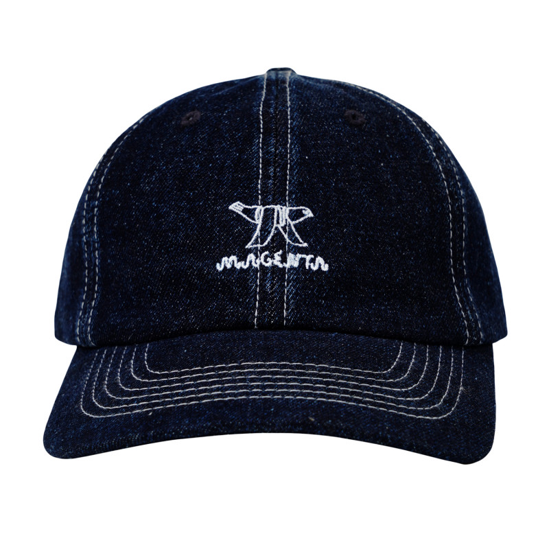 Casquette en jean à motif oiseau - bleue