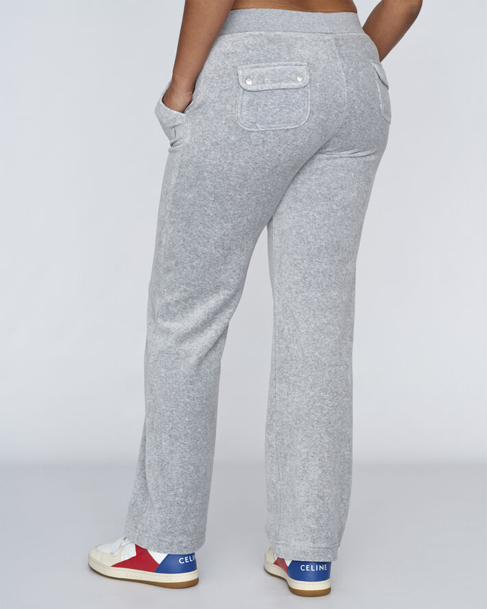 Juicy Couture Del Ray Classic Velour Pant Pocket Design Silver marl