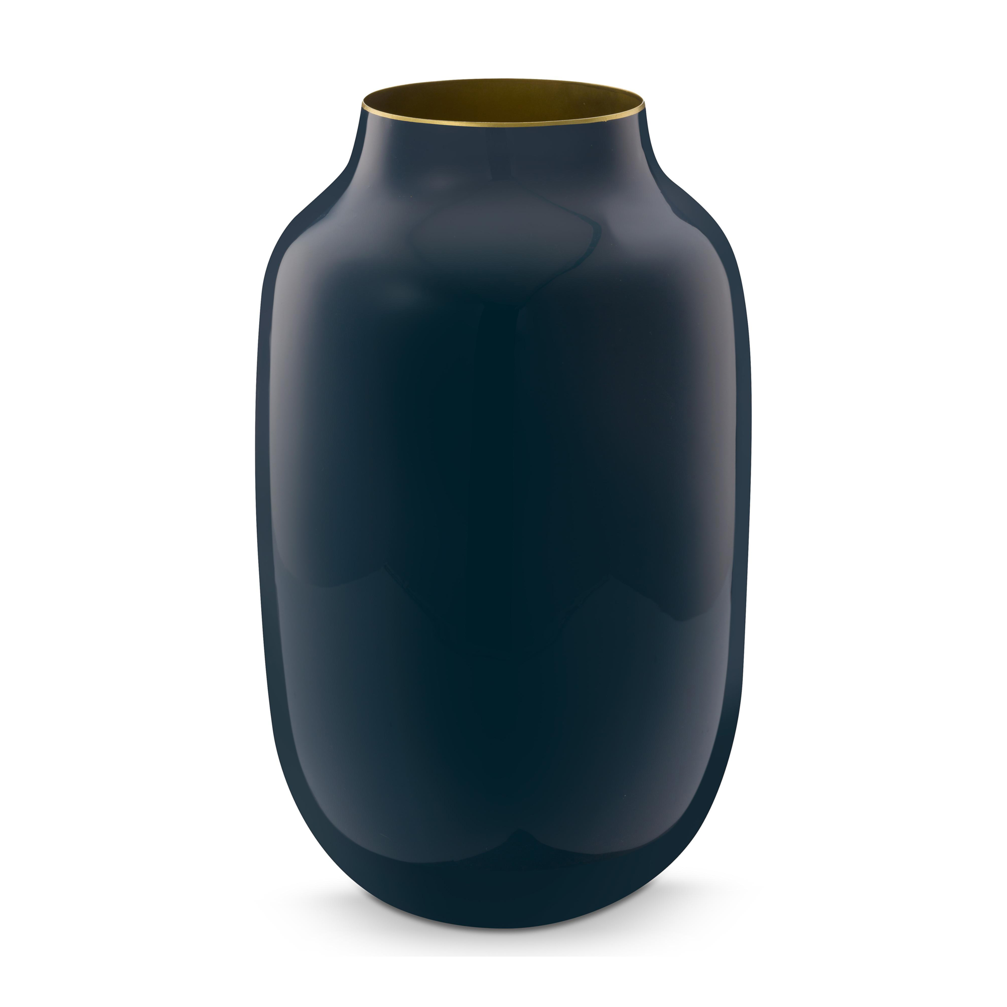 Vaas metaal ovaal donkerblauw