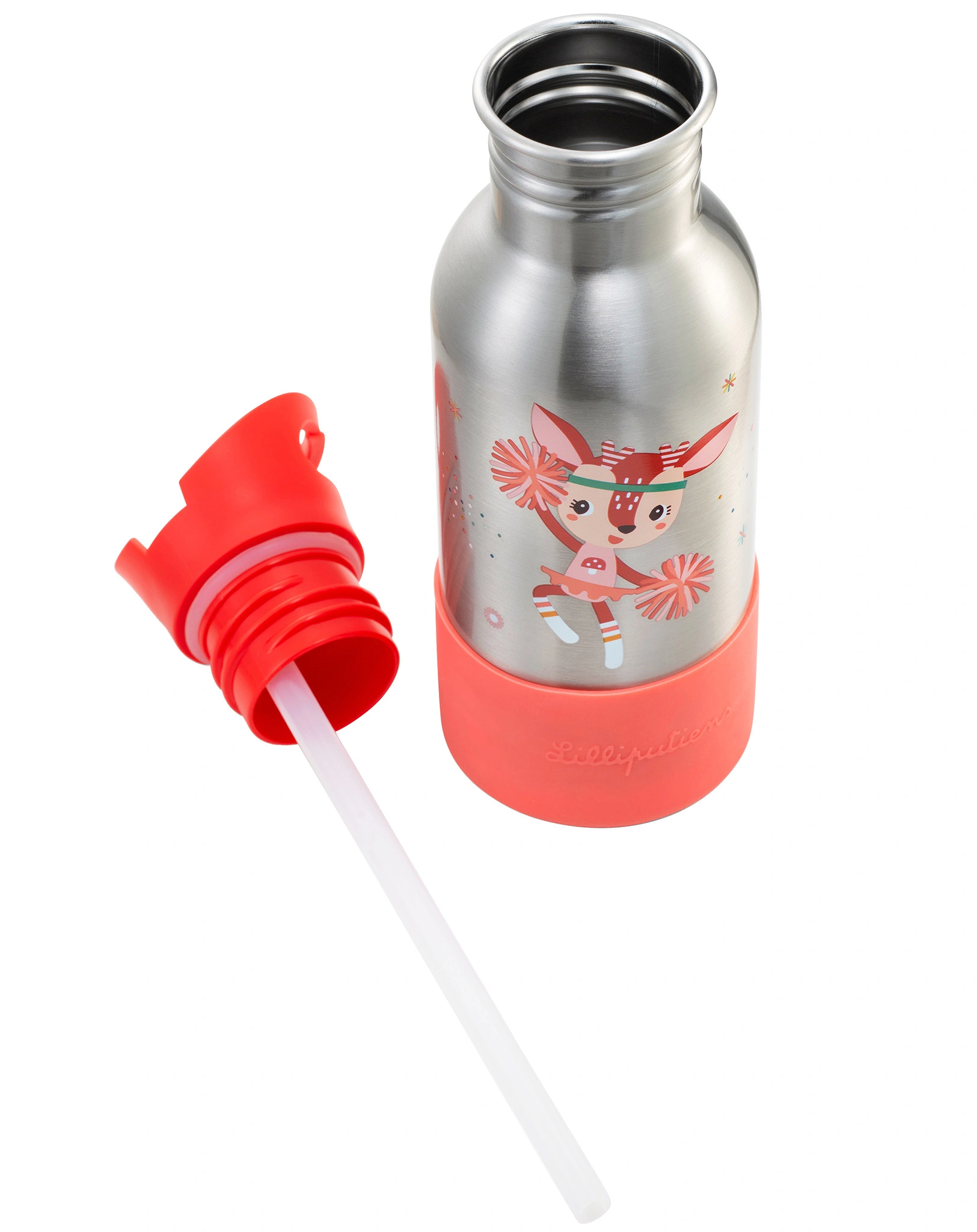 Edelstahl-Trinkflasche WONDER STELLA (0,6l) in silber/rosa