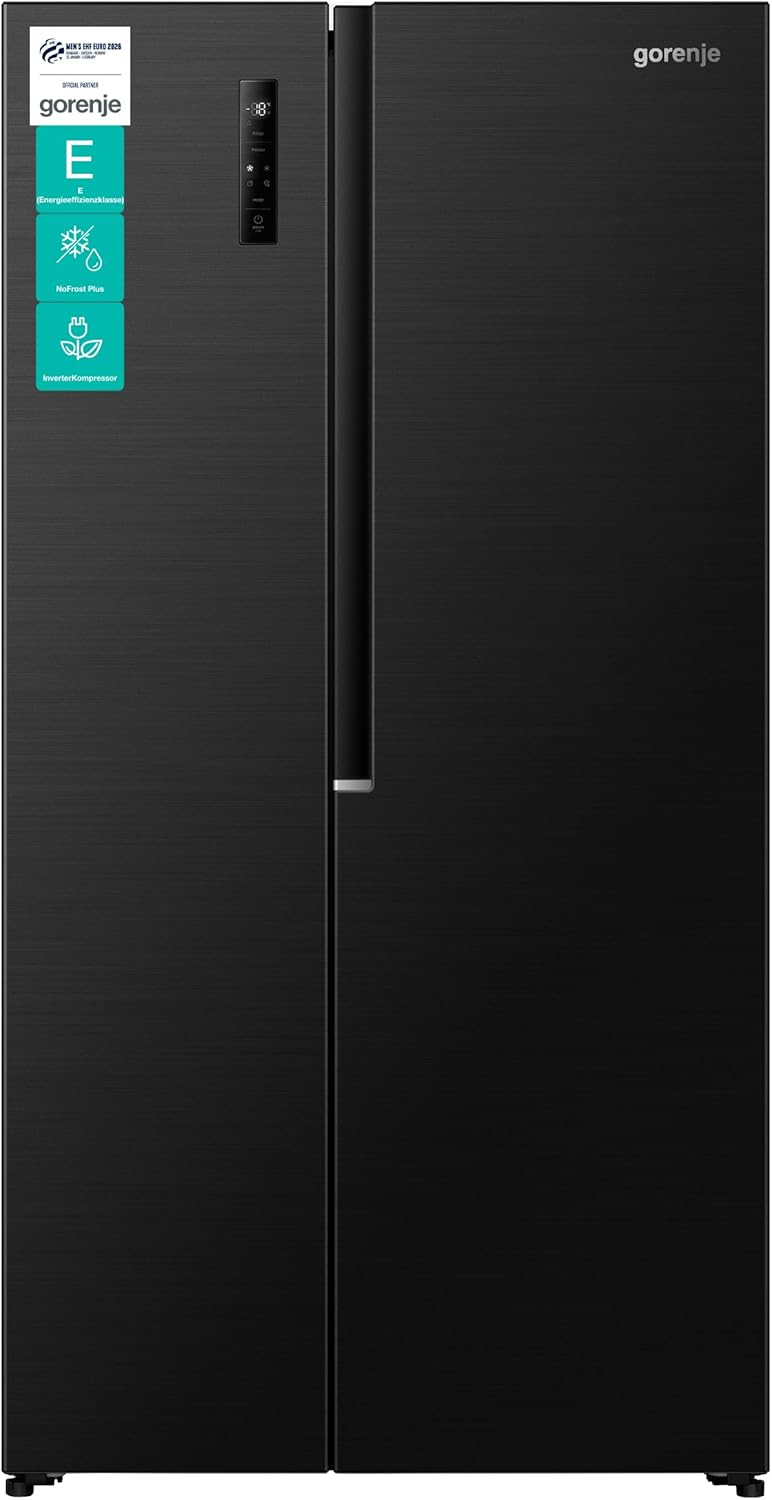 Gorenje NRS917E41BX Kühl-Gefrierkombination/Freistehend/ 544L/ 39dB/ EEK: E/NoFrost Plus/EcoModus/Multiflow 360°/ CrispZone/FastFreeze/(BxHxT): 91,1 × 178,6 × 61,5 cm/Schwarz