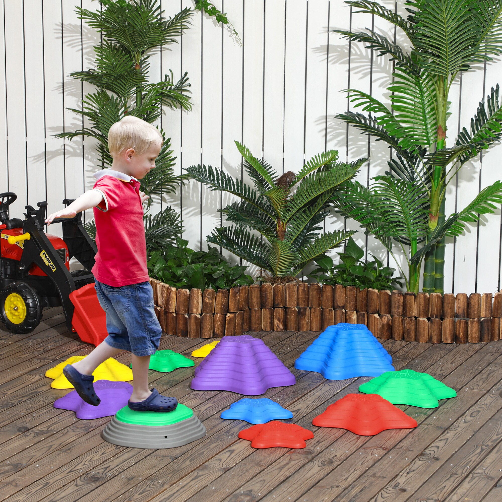 ZONEKIZ 11er Flusssteine-Set aus robustem Material bunt 36,5L x 36,5B x 16H cm