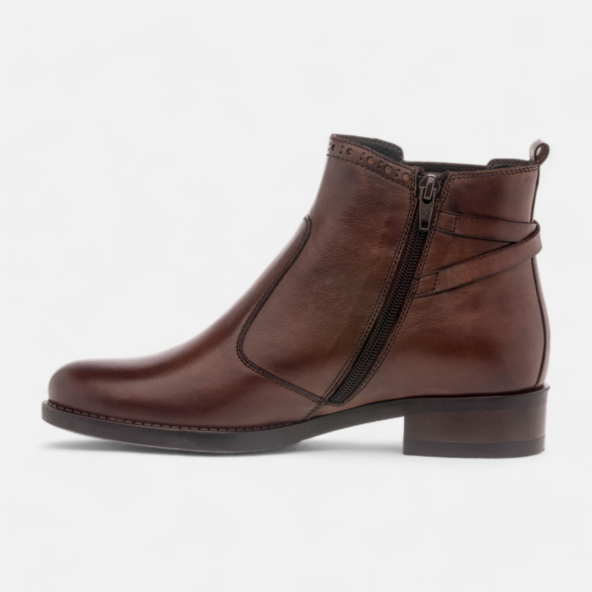 Bottines Femme en cuir cognac