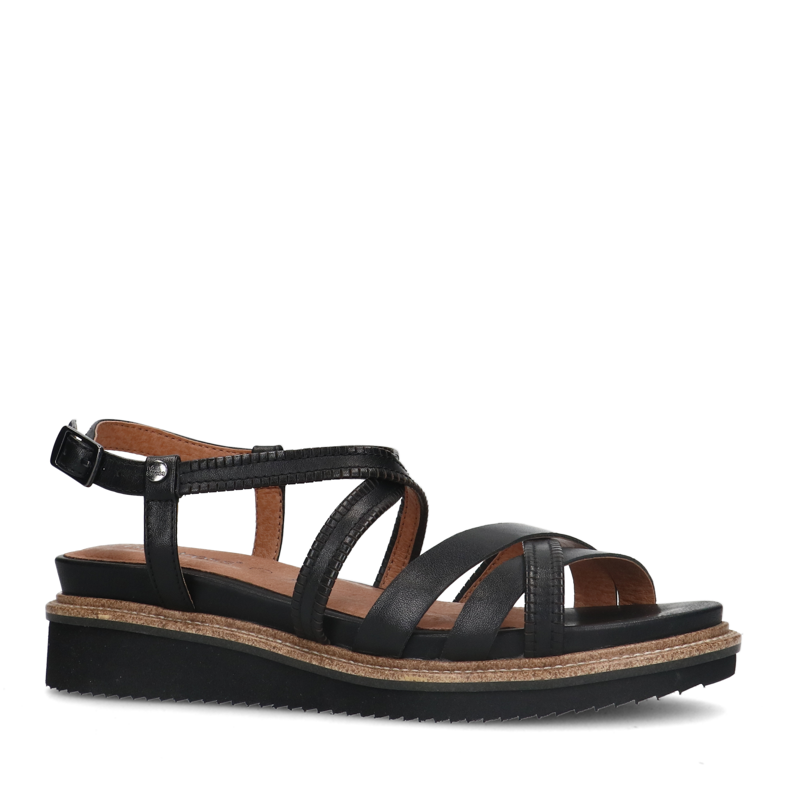 Zwarte leren sandalen met bandjes