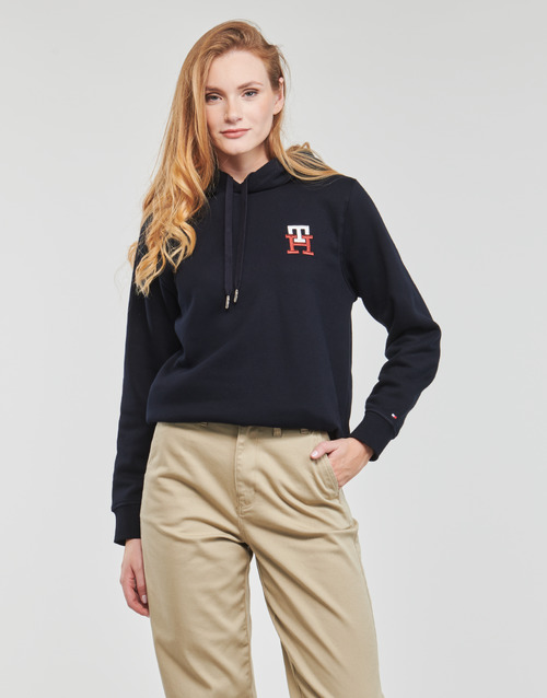 Tommy Hilfiger - REG MONOGRAM EMB HOODIE LS - Marine