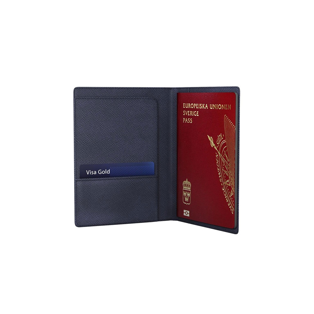Reisepasshülle Portemonnaie mit Visitenkartenfach (IDPC-51) - Navy Blau
