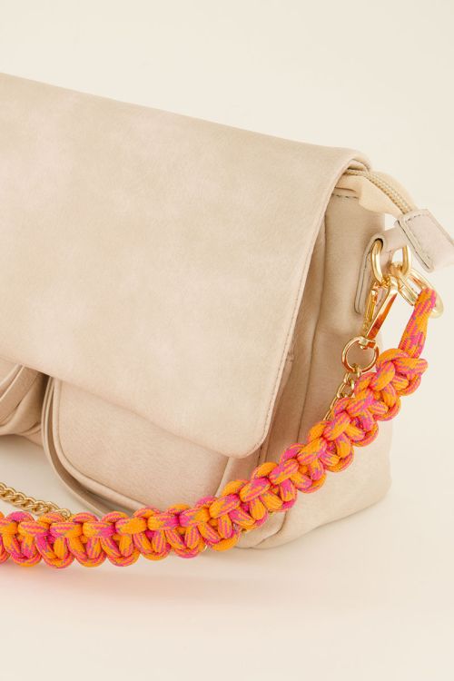Oranje & roze gevlochten tassen strap