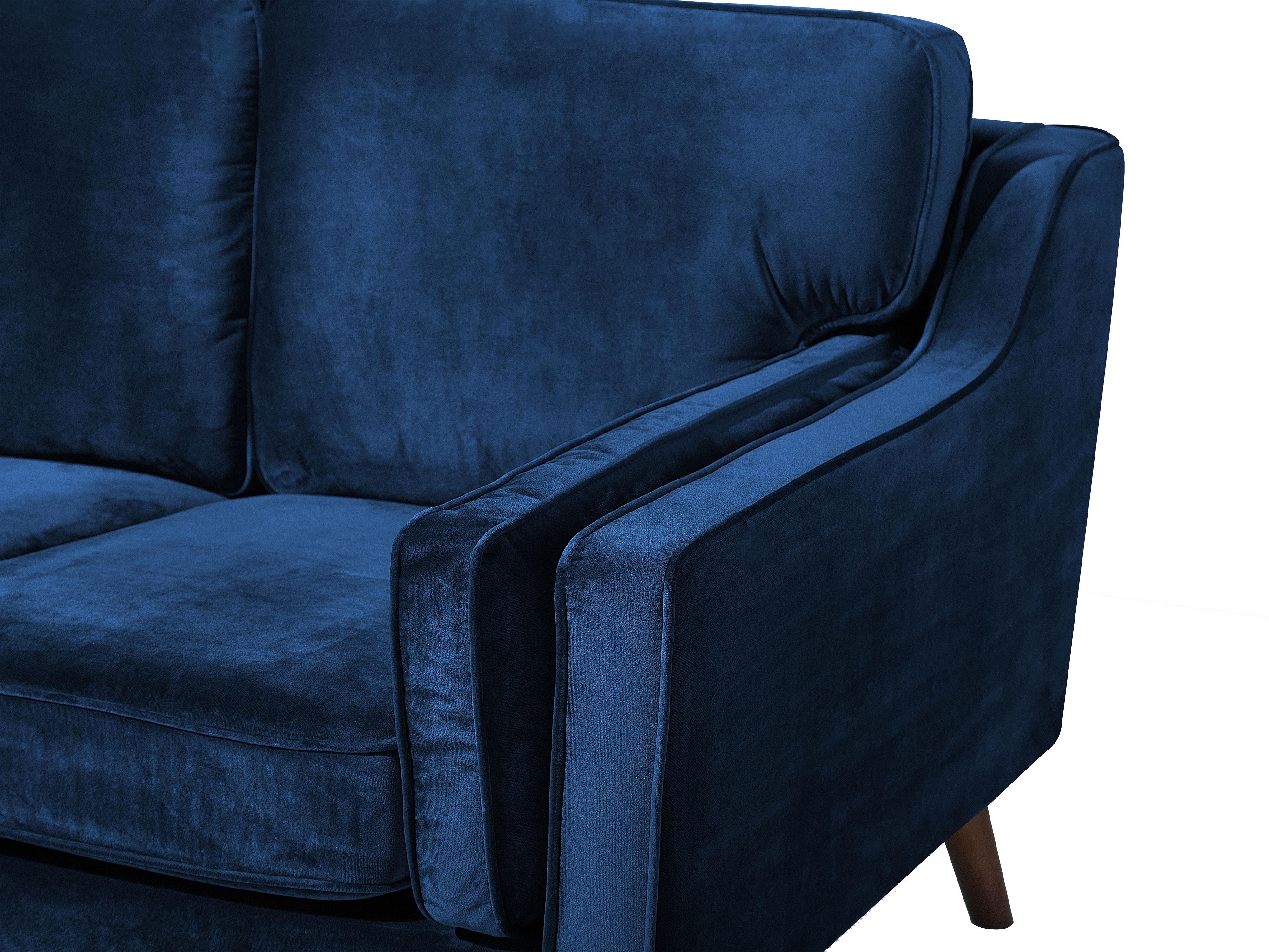 Bank 3-zits LOKKA Fluweel Marineblauw