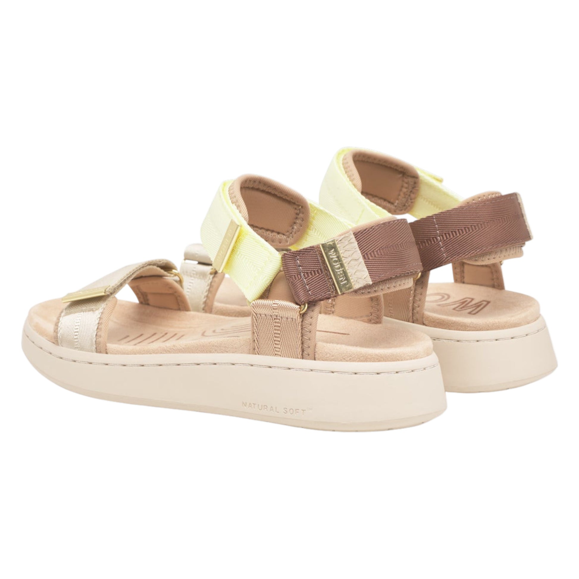 Line flade sandaler, kvinder, wax gul