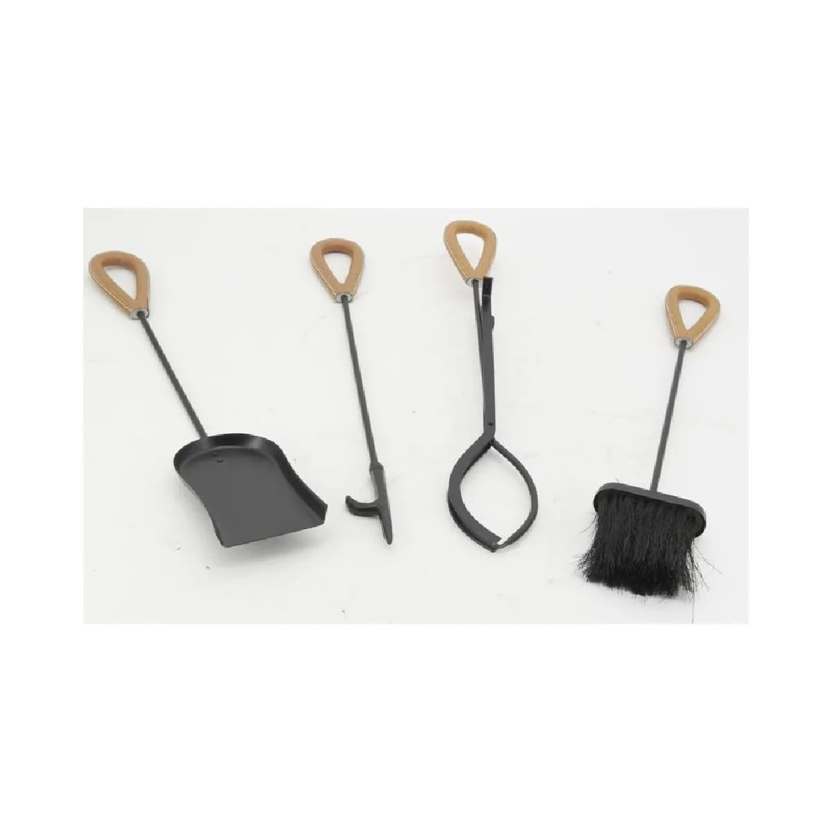Aubry Gaspard Valet de cheminée + 4 accessoires métal et cuir