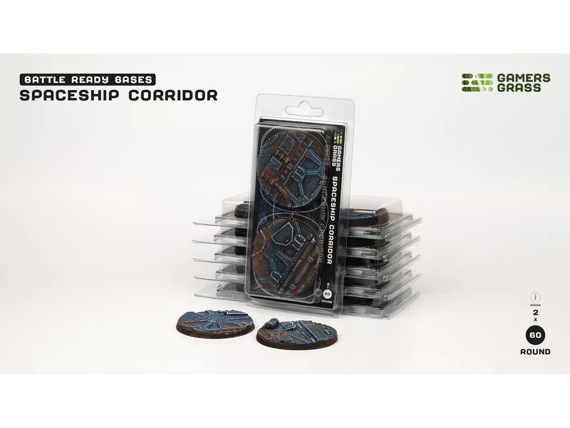 GamersGrass Spaceship Corridor round 60 mm (x2) Hochwertige Bases für den Miniaturenbau