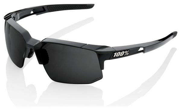 Lunettes 100% Speedcoupe Polished Black / Ecran PeakPolar Gris