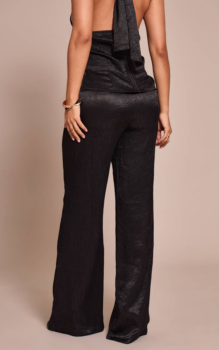 Noir Pantalon Large Texturé Transparent Petite Taille Ensemble Coordonné