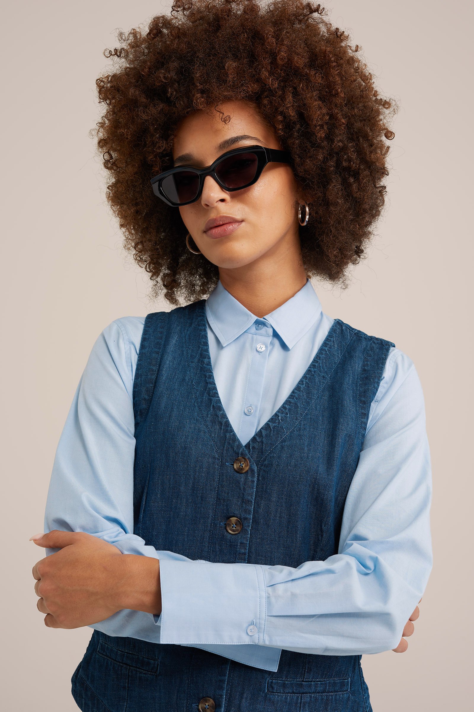 overhemdblouse WE Fashion Lichtblauw