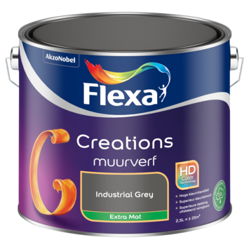 Flexa Creations muurverf extra mat industrial grey 2,5 liter