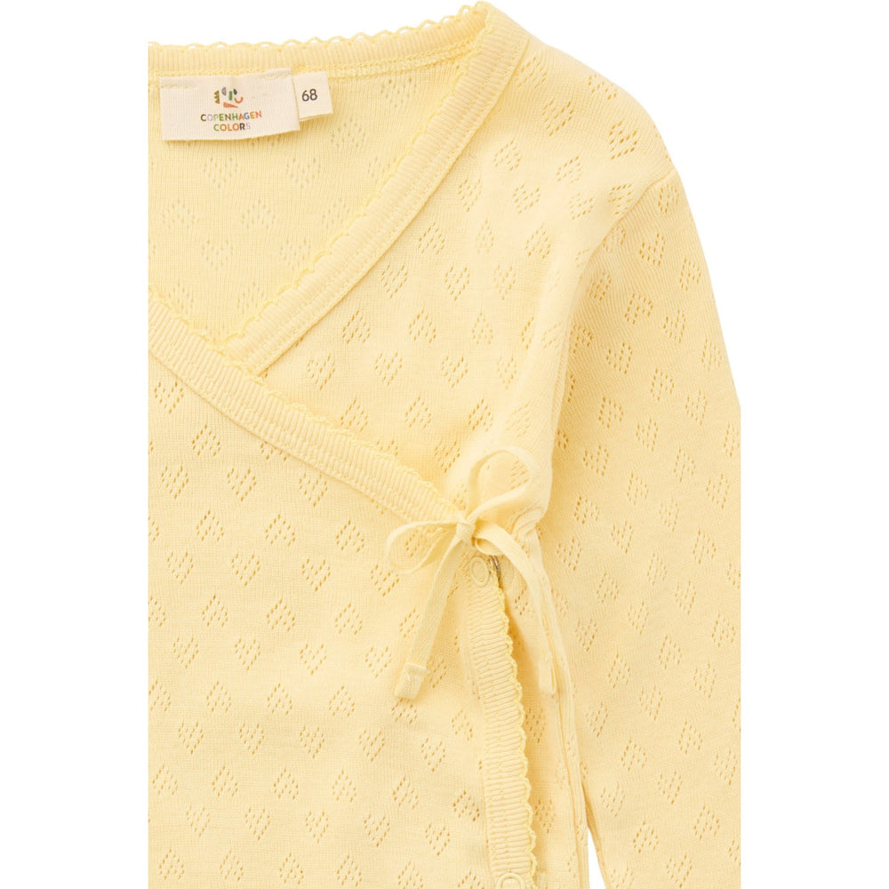 Køb COPENHAGEN COLORS Pale Yellow Pointelle Heart Crossover Body Ls
