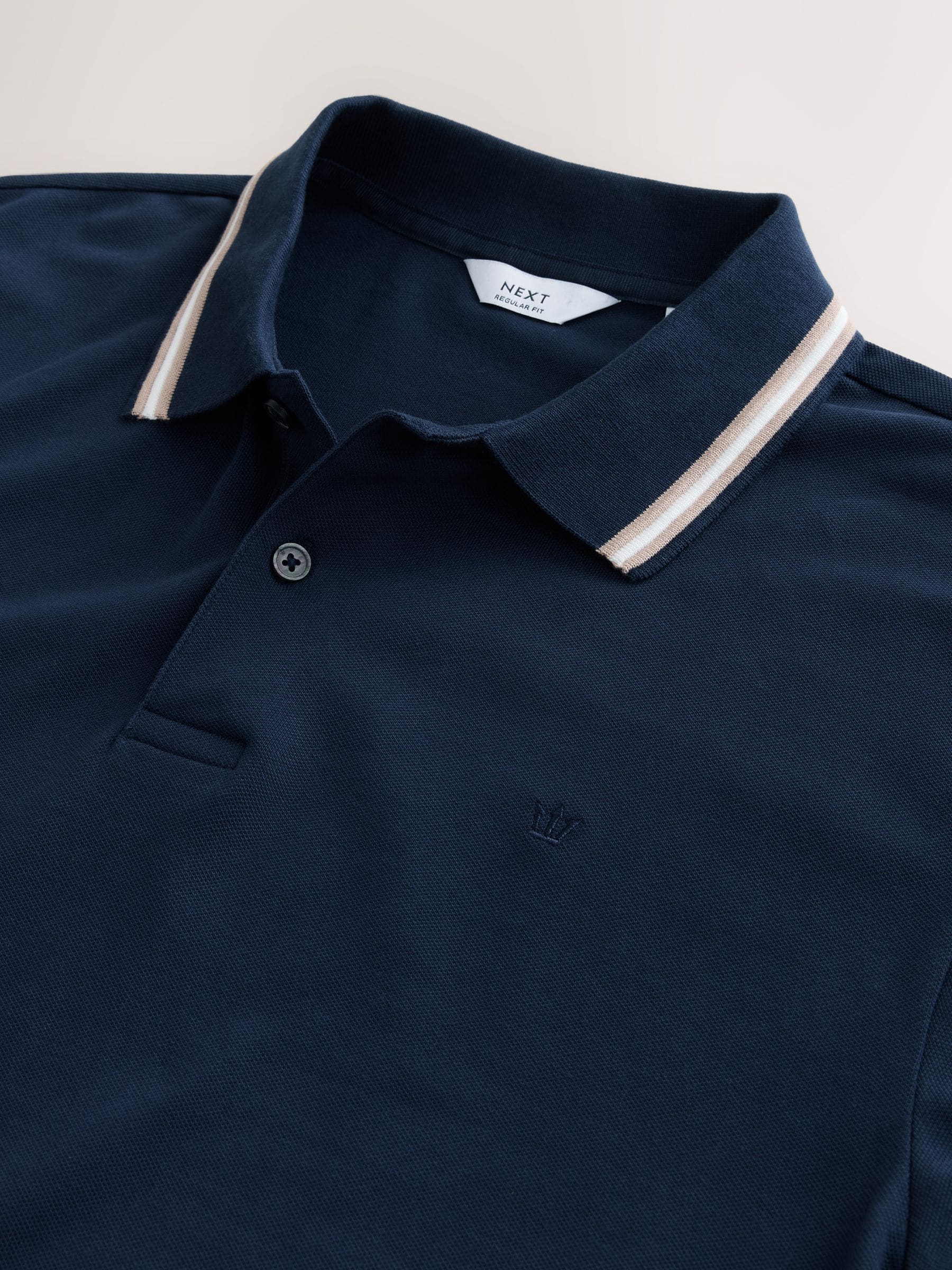 Marineblauwe Ottoman - Poloshirt met contrasterende rand