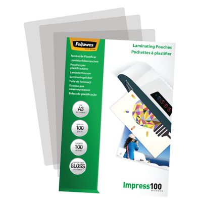 Fellowes - 100 pochettes de plastification A3 (303 x 426 mm) - 100 microns - brillantes