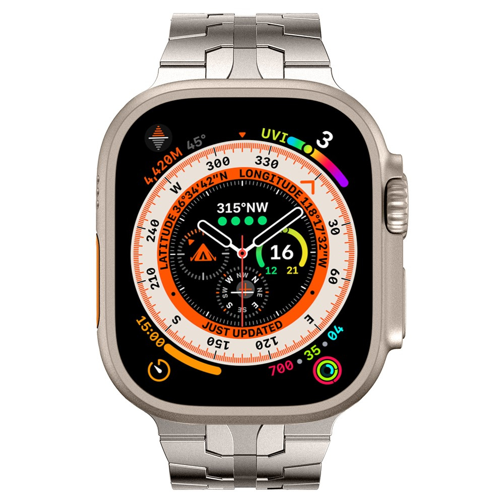 Apple Watch (49/46/45/44 mm) Edelstahl Armband mit Faltschliesse - Titanium