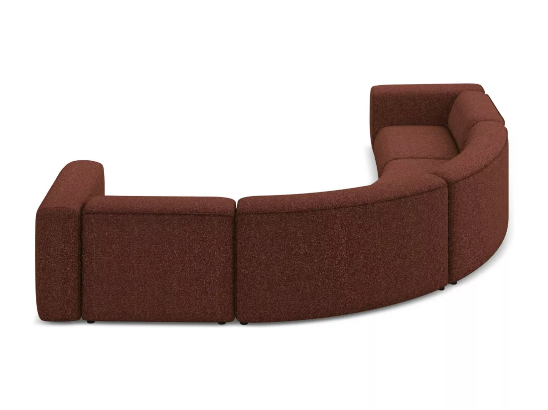 Canapé d'angle modulable en tissu texturé - bourgogne - EKAHI
