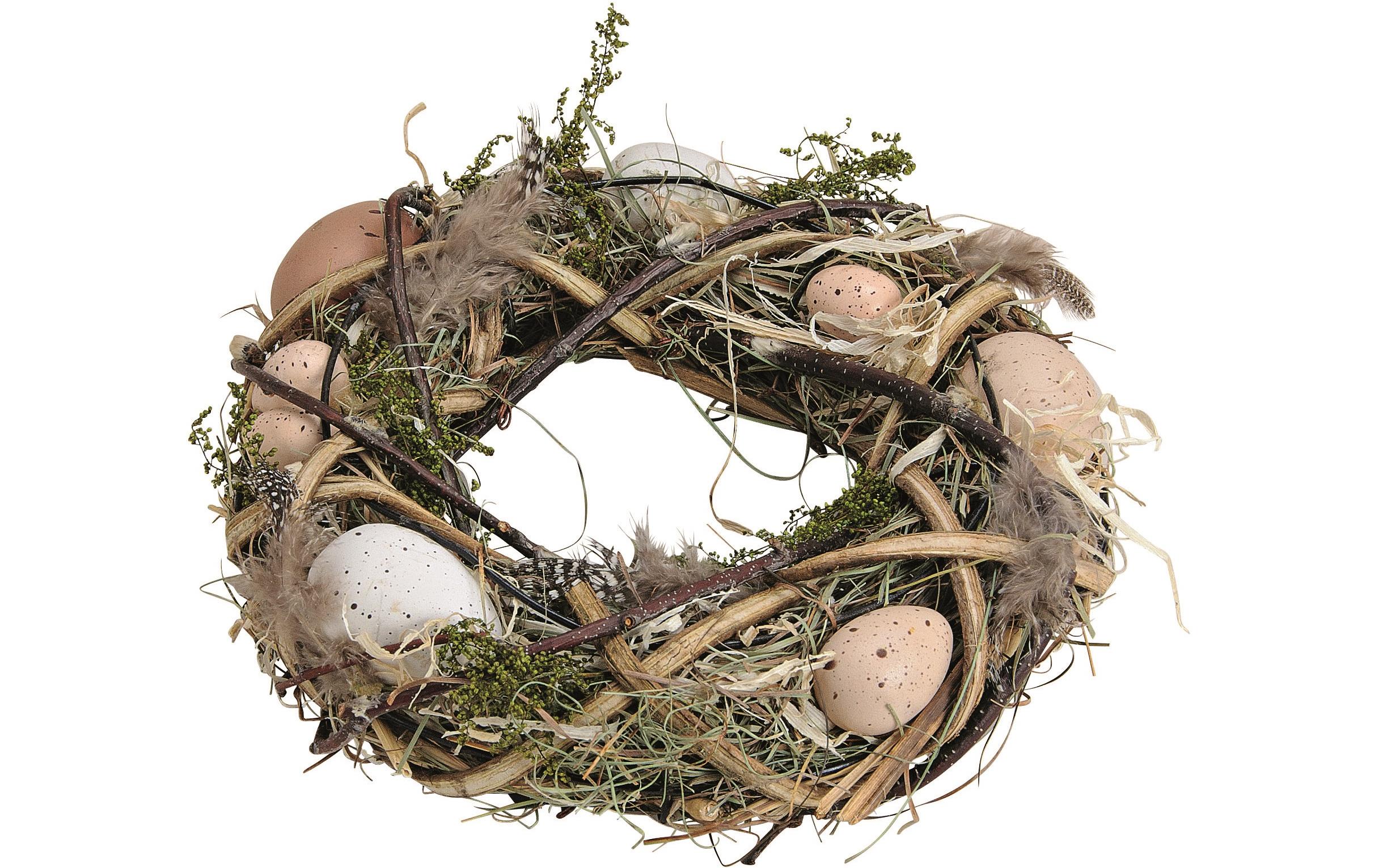 Osterkranz aus Holz 1 Stück, BraunDekoratives Holzkranz mit Eier Dekor
