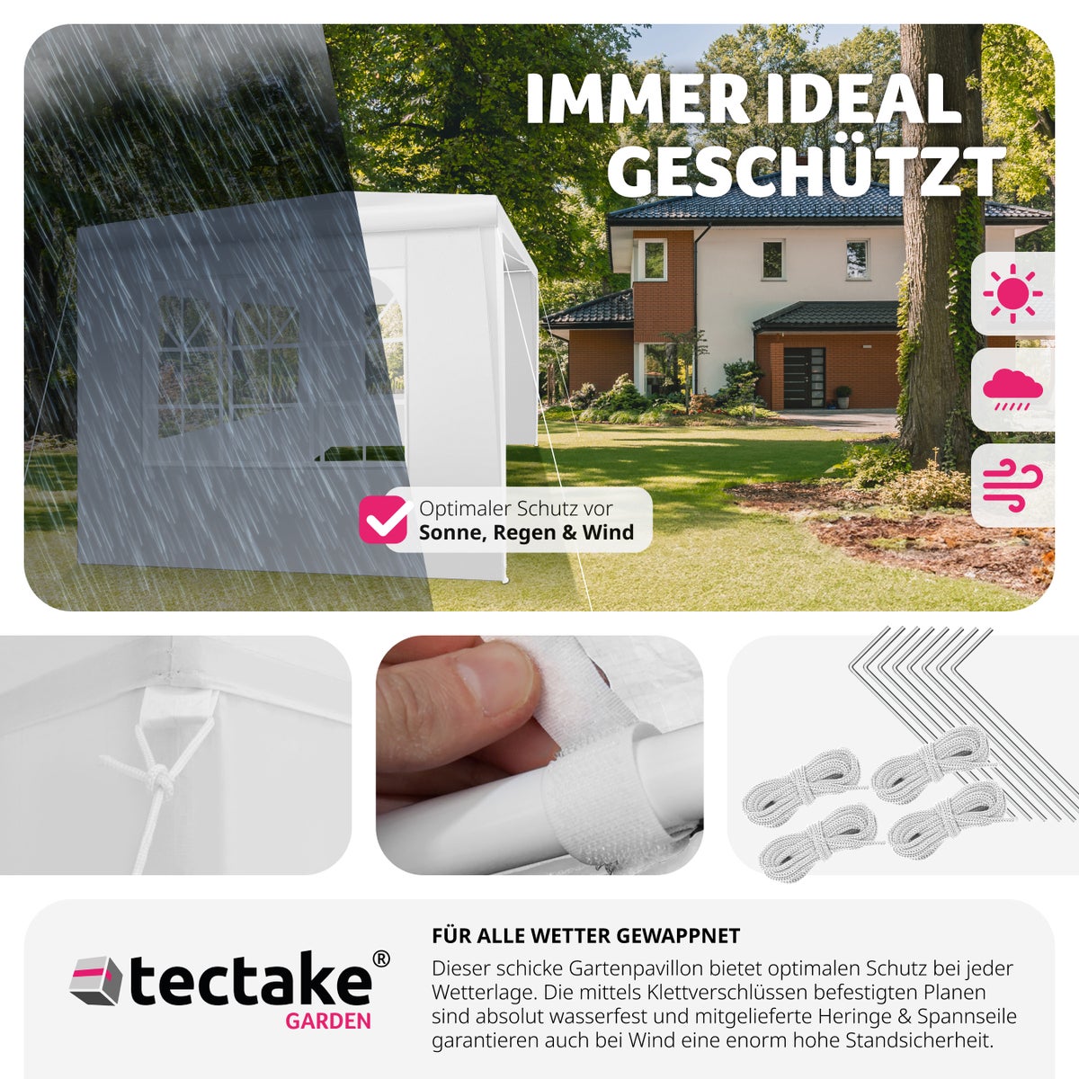 tectake Baraban 3 x 3 m paviljoen inclusief scheerlijnen en haringen