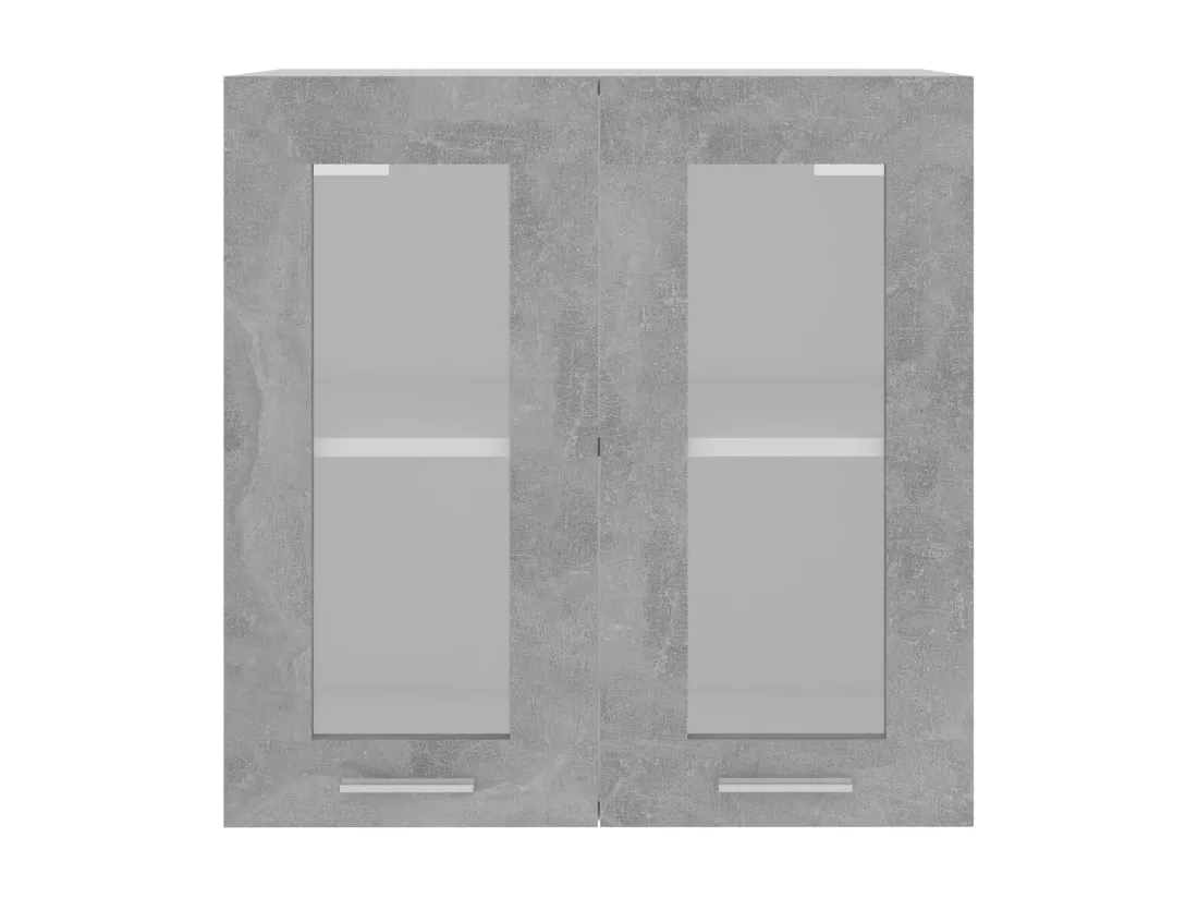 Armoire en verre suspendue Gris béton Bois d'ingénierie