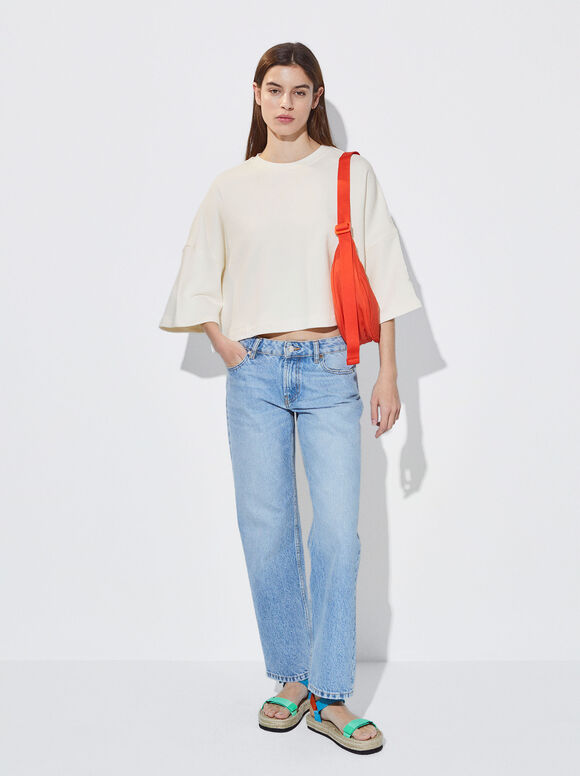 Moletom cropped de algodão - Off-White