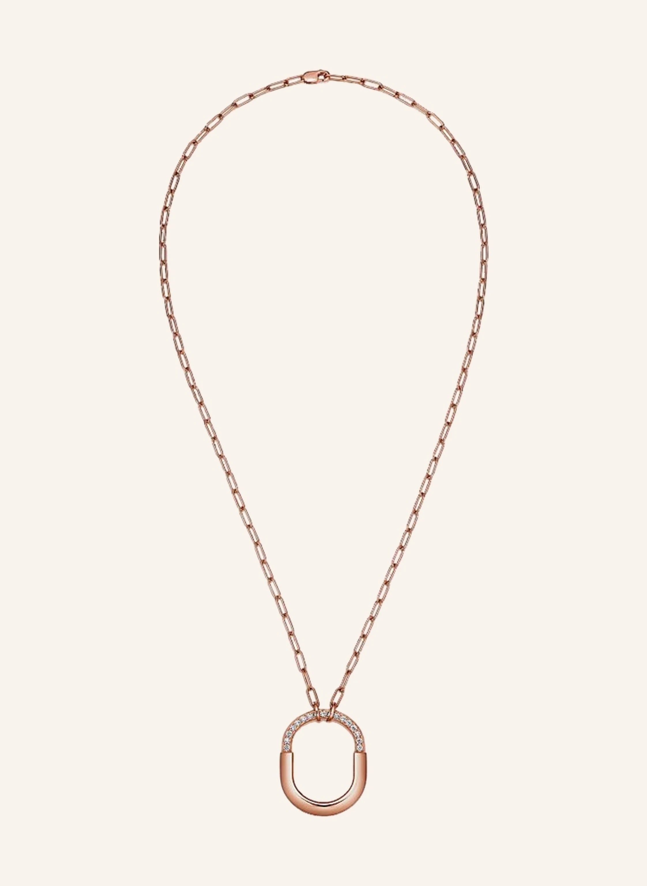 TIFFANY & Co. Tiffany Lock ANHÄNGER aus 18 Karat Roségold mit Diamanten im runden Brillantschliff.