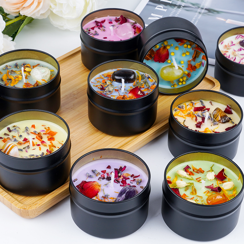 Duft Kerze in Dose Aromatherapie Sojawachs Kerze Home Deko Blumen - Lavendel