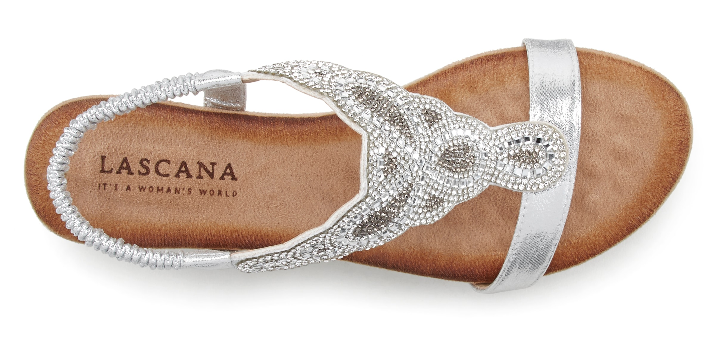 LASCANA Sandalette »Sommerschuh«  Sandale, Sommerschuh mit leichtem Keilabsatz und Glitzer-Steinchen
