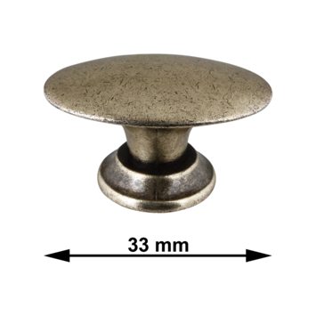 Knop Ovaal messing antiek 33mm