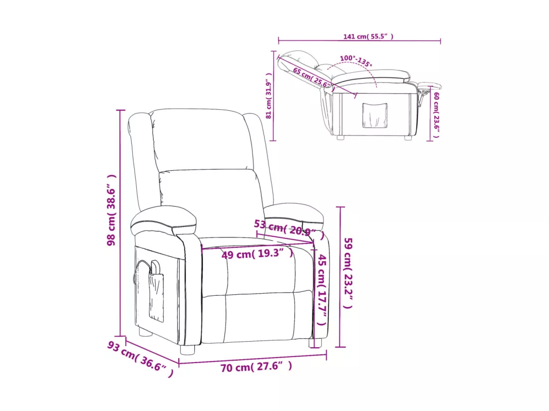Fauteuil de massage Crème Similicuir