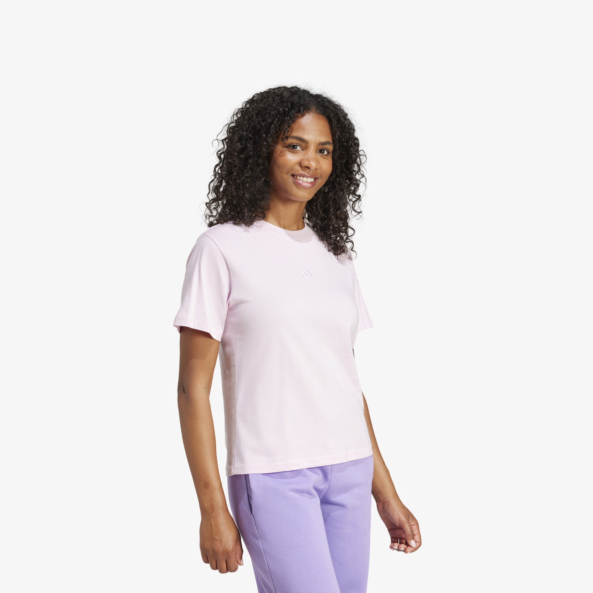 adidas Essentials Small Logo Cotton Damen T-Shirt rosa
