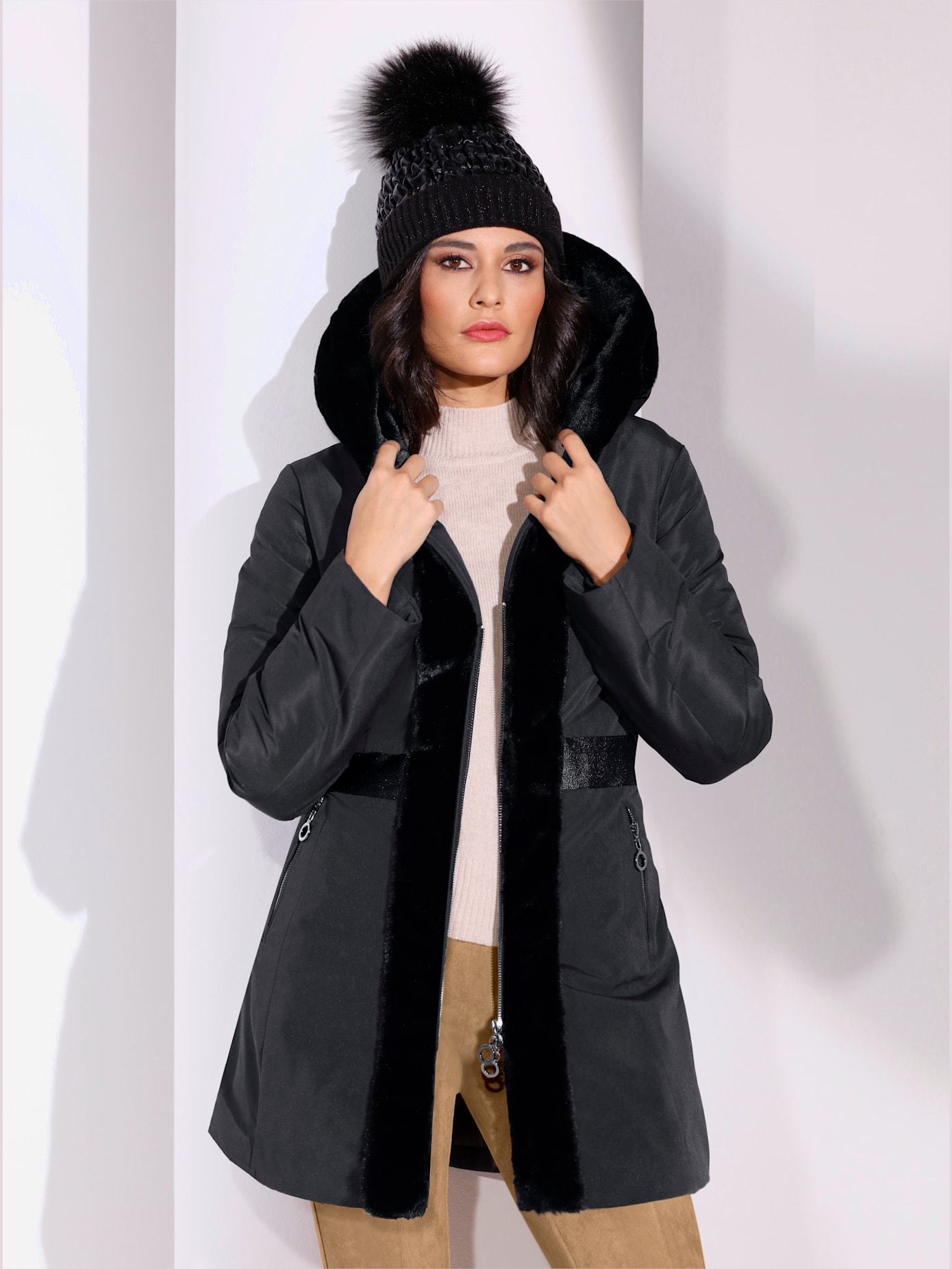 Veste empiècement imitation fourrure