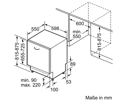Bosch SMD6ECX00E volledig geïntegreerde vaatwasser, 59,8 x 81,5 x 55 cm, voor 14 couverts, 9 l inhoud, 42 dB(A)