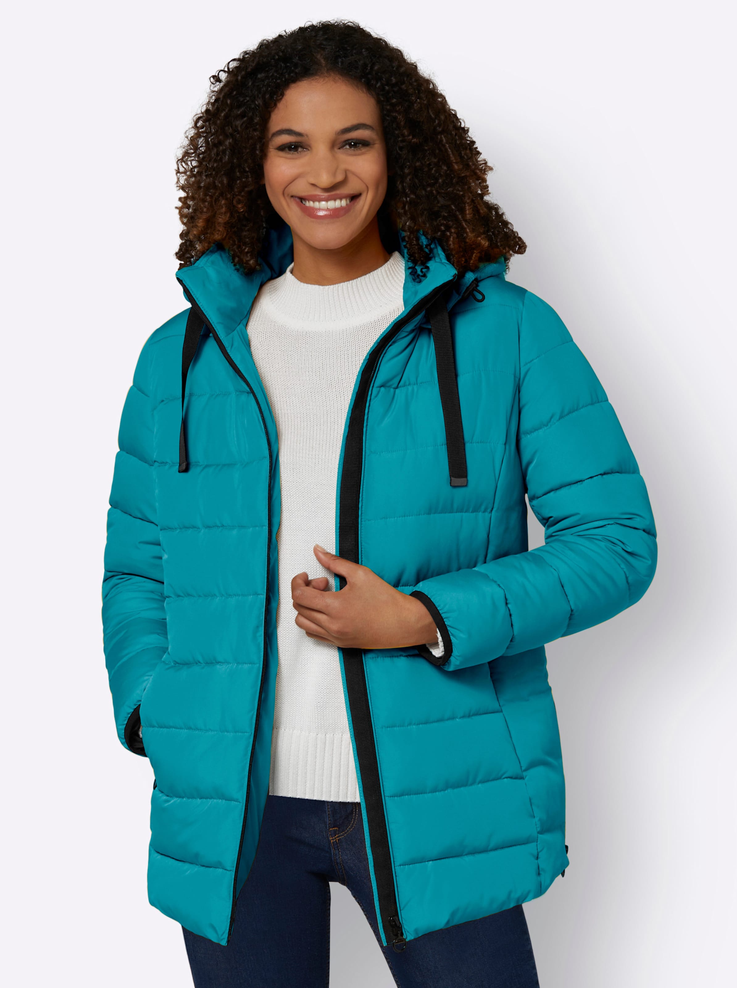 Steppjacke in aquapetrol